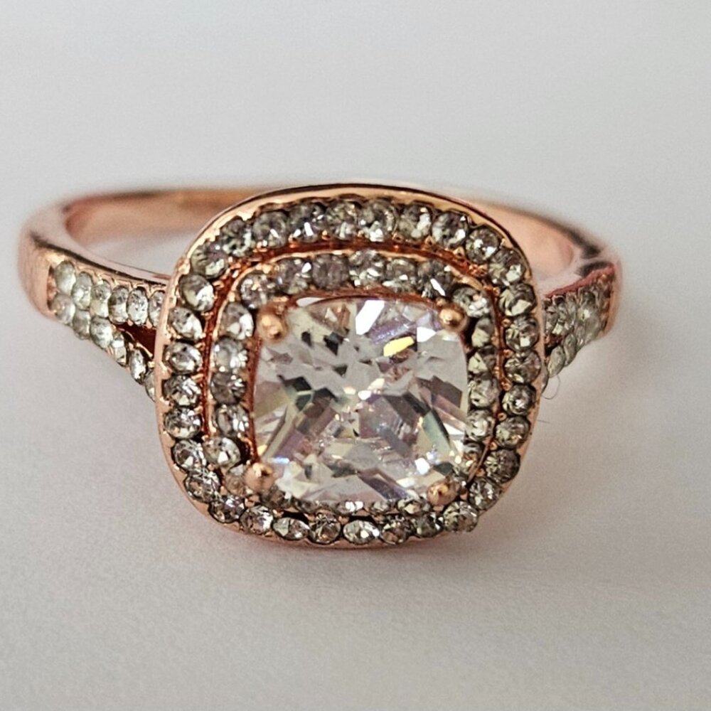 Rose Gold plated Double Halo ring